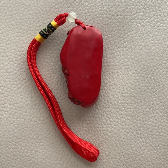 Red coral Happy Buddha- 3 inch on on red loop to hang - Picture 4 of 4